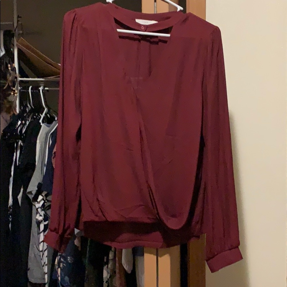 Sheer cranberry top